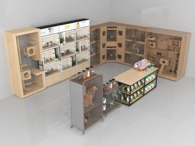 现代宠物店展示柜3D模型下载
